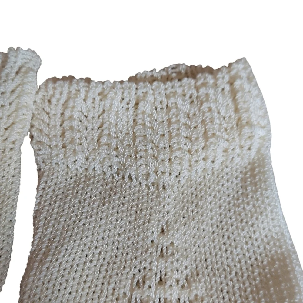 Vintage Cream Ivory Knit Stretch intricate knit pattern gloves